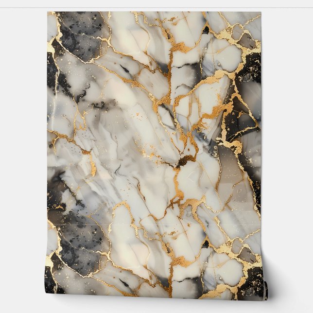 Neutrale Bruine Gouden Metallic Uiterlijk Behang (Afrollen)