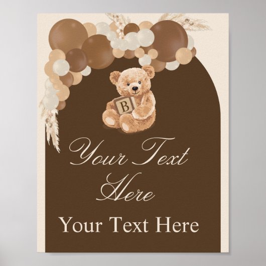 Neutrale bruine pampa's teddybeer signage poster (Voorkant)