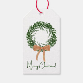 Neutrale bruine strik krans kerstcadeaubijsluiter cadeaulabel