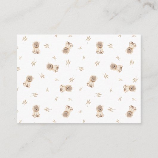 Neutrale bruine Teddy Bear Baby shower Book Reques Informatiekaartje (Achterkant)