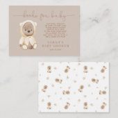 Neutrale bruine Teddy Bear Baby shower Book Reques Informatiekaartje (Voorkant / Achterkant)