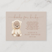 Neutrale bruine Teddy Bear Baby shower Book Reques Informatiekaartje (Voorkant)