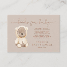 Neutrale bruine Teddy Bear Baby shower Book Reques Informatiekaartje