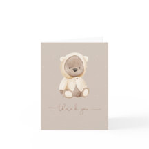Neutrale bruine Teddy Bear Waterverf Dank u wel