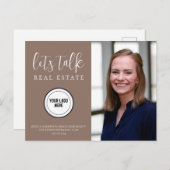 Neutrale bruine vastgoedmarketing briefkaart (Voorkant / Achterkant)