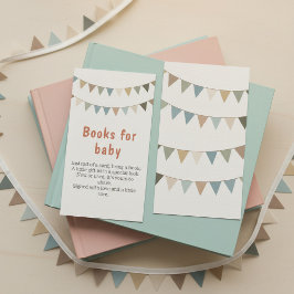 Neutrale bunting boeken voor baby insert kaart
