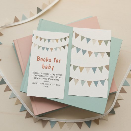 Neutrale bunting boeken voor baby insert kaart