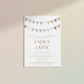 Neutrale bunting rustieke pastel bruiloft kaart