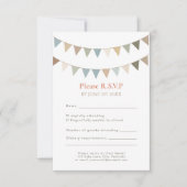 Neutrale bunting rustieke RSVP bruiloft reactie ka (Voorkant)