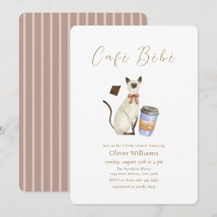 Neutrale Café Bébé Kat Koffie Babyborrel Kaart