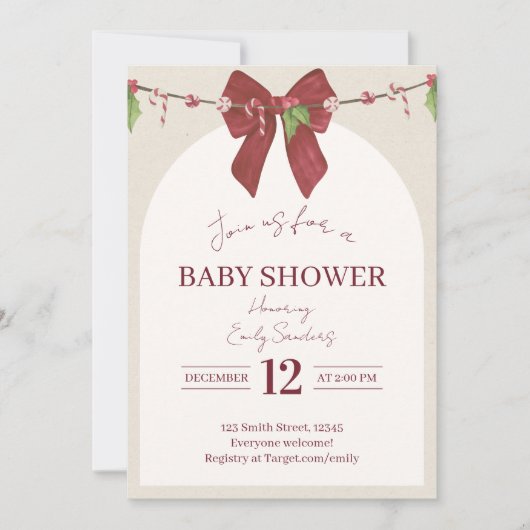 Neutrale Candy Cane Cutie Baby Kaart (Voorkant)