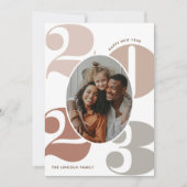 Neutrale Classy Numbers 1 Gelukkig Nieuwjaar Foto Feestdagenkaart (Voorkant)