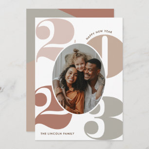 Neutrale Classy Numbers 1 Gelukkig Nieuwjaar Foto Feestdagenkaart