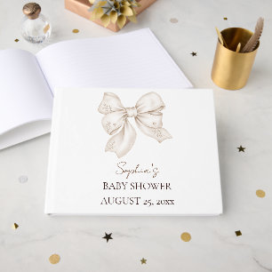 Neutrale Coquette Strik Baby Shower Gastboek Gastenboek