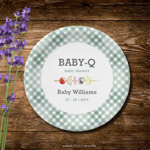 Neutrale Couples Baby Q Barbecue Baby Shower Papieren Bordje