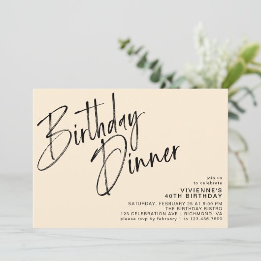 Neutrale Cream Ivoor Elegant Modern Verjaardags Di Kaart (Staand voorkant)