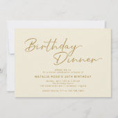 Neutrale Cream Ivoor & Goud Modern Verjaardagsdine Kaart (Voorkant)