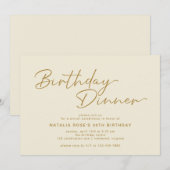 Neutrale Cream Ivoor & Goud Modern Verjaardagsdine Kaart (Voorkant / Achterkant)