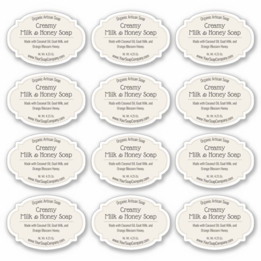 Neutrale Cream-kleurige Artisanzeep Sticker (Voorkant)