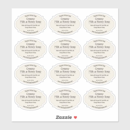 Neutrale Cream-kleurige Artisanzeep Sticker (Vel)