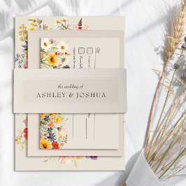 Neutrale crème beige eenvoudige minimale bruiloft uitnodigingen wikkel