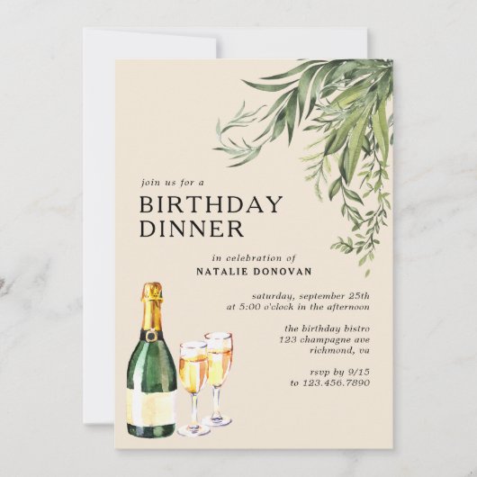 Neutrale crème chique champagne volwassen verjaard kaart (Voorkant)