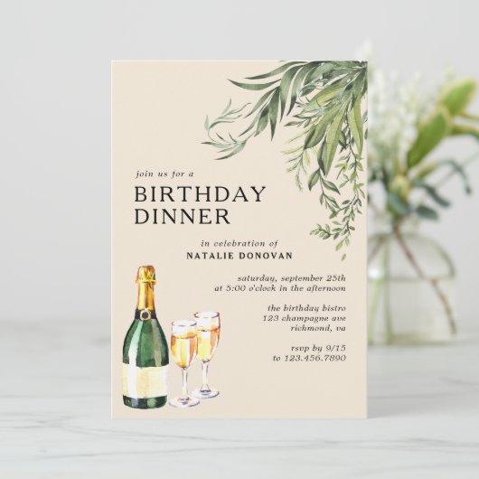 Neutrale crème chique champagne volwassen verjaard kaart (Staand voorkant)