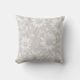 Neutrale Crème Elegante Bloemmotief Kussen