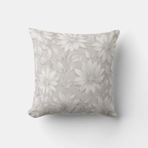 Neutrale Crème Elegante Bloemmotief Kussen