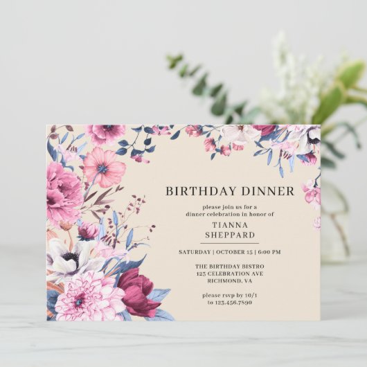 Neutrale crème ivoor formeel elke leeftijd verjaar kaart (Staand voorkant)