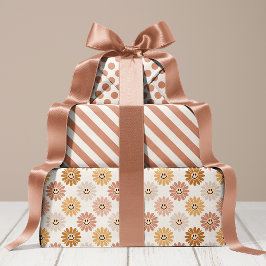 Neutrale Daisy Bloem Strepen Stippen Inpakpapier Vel