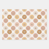 Neutrale Daisy Floral Stripes Polka Dot Inpakpapier Vel (Voorkant)