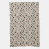 Neutrale Deep Taupe Bloemen Stems Keukenhanddoek (Verticaal)