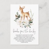 Neutrale Deer White Floral Greenery Books voor Bab Informatiekaartje (Voorkant)