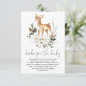Neutrale Deer White Floral Greenery Books voor Bab Informatiekaartje (Staand voorkant)