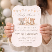 Neutrale dier baby shower uitnodiging