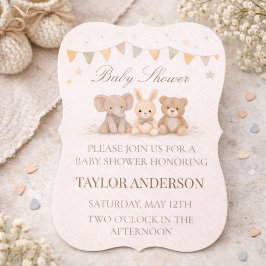 Neutrale dier baby shower uitnodiging