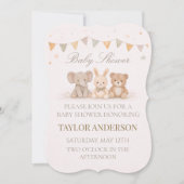 Neutrale dier baby shower uitnodiging (Voorkant)
