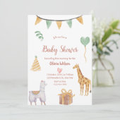 neutrale dieren baby uitnodiging baby shower (Staand voorkant)