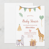 neutrale dieren baby uitnodiging baby shower (Voorkant / Achterkant)