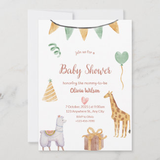 neutrale dieren baby uitnodiging baby shower