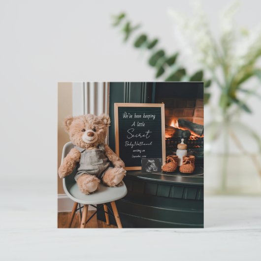 Neutrale digitale zwangerschapsaankondiging feestdagenkaart (Staand voorkant)