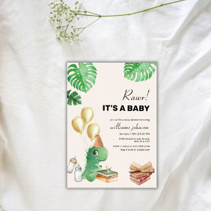Neutrale Dinosaur Verhaalboek Ballon Baby Shower Kaart