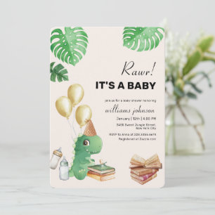 Neutrale Dinosaur Verhaalboek Ballon Baby Shower Kaart