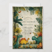Neutrale Dinosaurus Baby Shower Kaart (Voorkant)