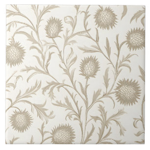 Neutrale distel bloemenpatroon tegeltje