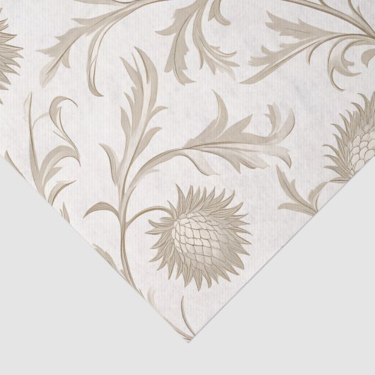 Neutrale distel bloemenpatroon tissuepapier (Detail)