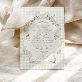 Neutrale Domme Gans Beige Strik Gingham Baby Showe Kaart