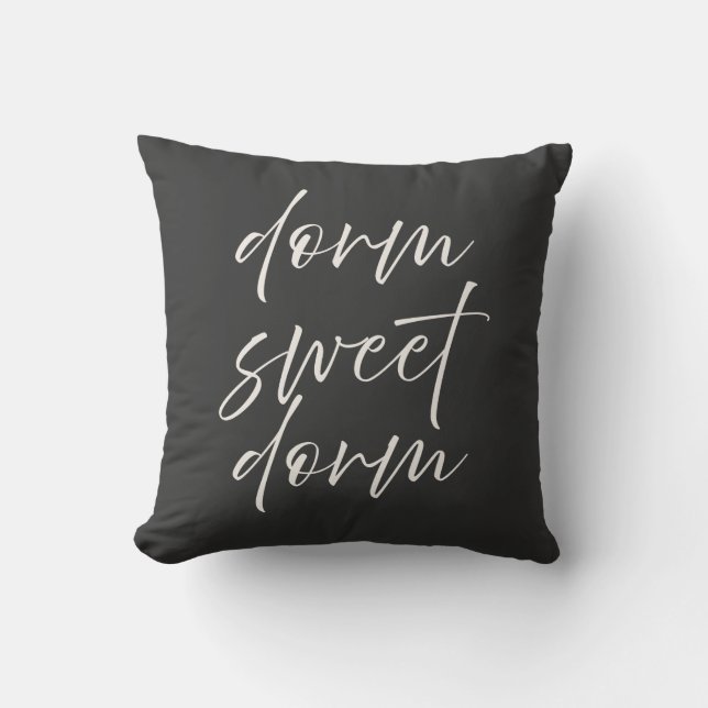 Neutrale “Dorm Sweet Dorm” Kussen | Ivoor & Grijs (Voorkant)