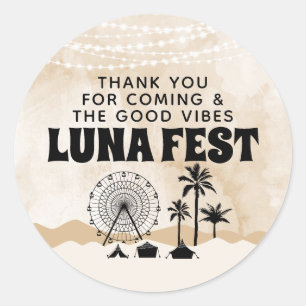 Neutrale Earth toon Muziekfestival Bedankt Ronde Sticker